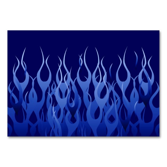 Cool Blue on Blue Racing Flames dekorativ Tischnummer (Vorderseite)