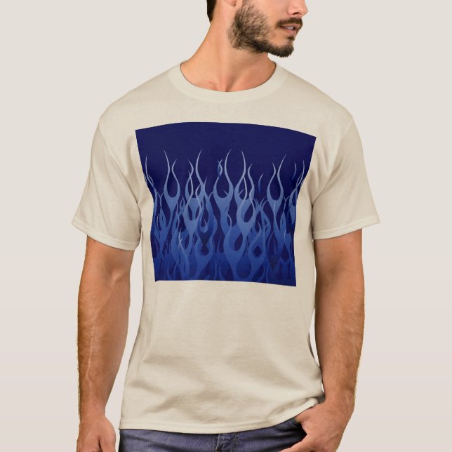 Cool Blue on Blue Racing Flames T-Shirt (Vorderseite)