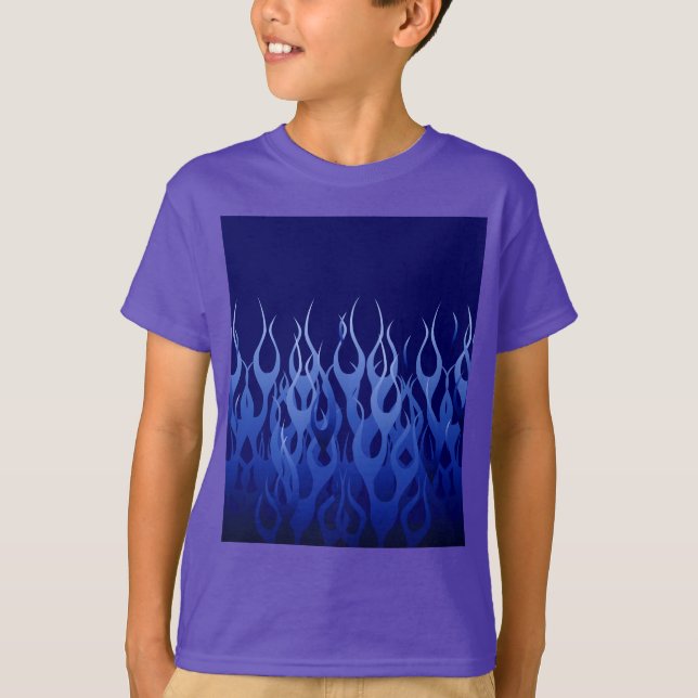 Cool Blue on Blue Racing Flames T-Shirt (Vorderseite)
