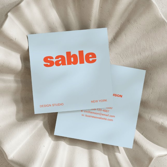 Cool Blue Orange Modern Aesthetic Bold Square Quadratische Visitenkarte (Von Creator hochgeladen)