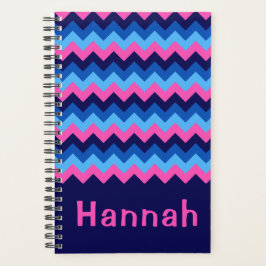 Cool Blue Pink Zickzack Monogram Small Planner Planer