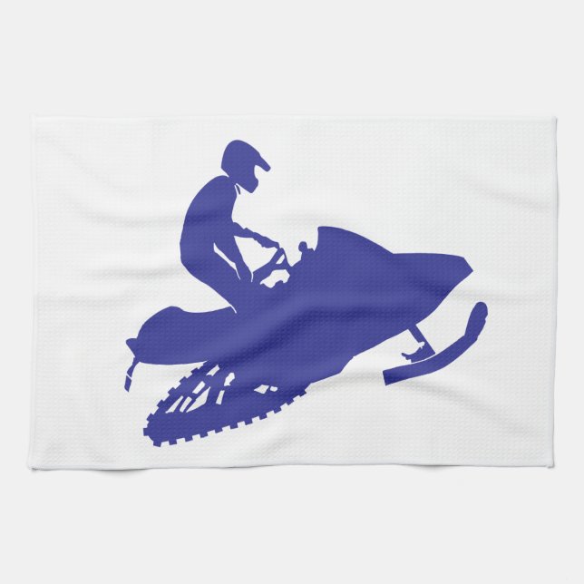 Cool Blue Snowmobiler Geschirrtuch (Horizontal)