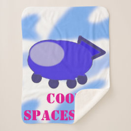 Cool Blue Spaceship Fleece Blanket Sherpadecke