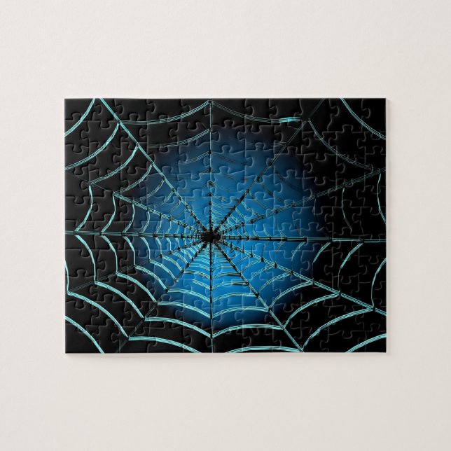 Cool Blue Spider Web Puzzle (Horizontal)