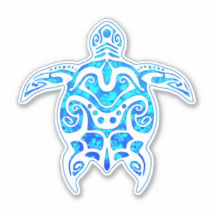Cool Blue Tribal Turtle Aufkleber