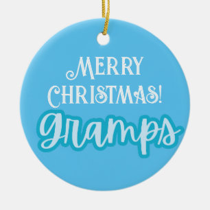 Cool Blue Typografy Merry Christmas Gramps Keramik Ornament