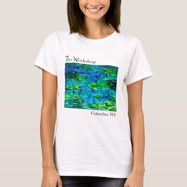 Cool Blue Water Lilypad Malerei Art T - Shirt (Vorderseite)