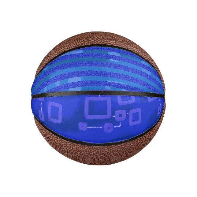 Cool Blue White Geometric Stripes Mini Basketball (Vorderseite)