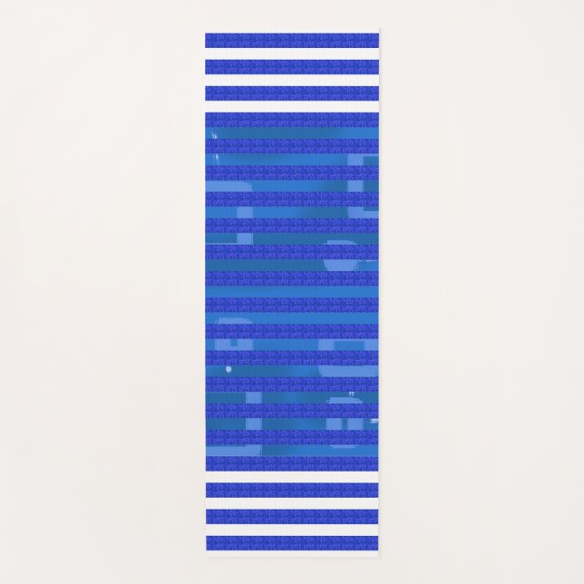 Cool Blue White Geometric Stripes Yogamatte (Vorderseite)