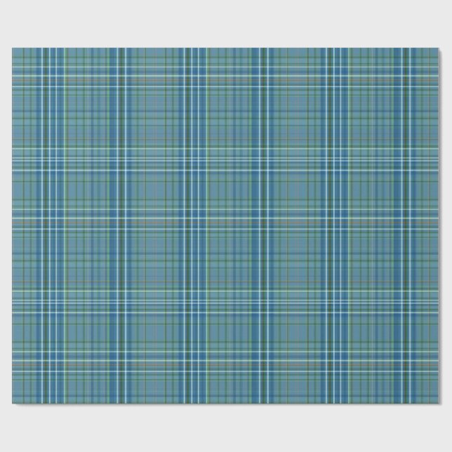 Cool Blue Woven Plaid Pattern Geschenkpapier (Flach)