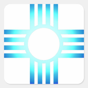 Cool Blue Zia Quadratischer Aufkleber