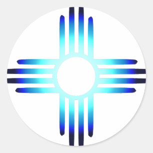 Cool Blue Zia Runder Aufkleber