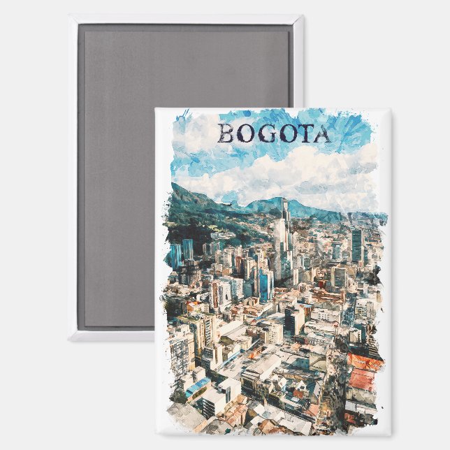 Cool Bogota Kolumbien CIty View Wasserfarbe Magnet (Vorderseite/Rückseite)
