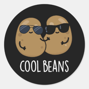 Cool Bohnen Funny Veggie Legume Pub Dark BG Runder Aufkleber