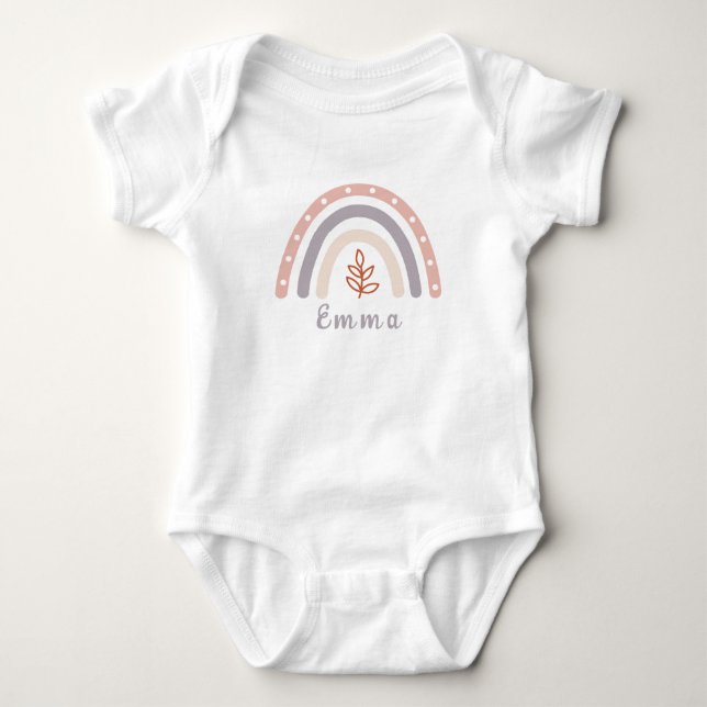 Cool Boho Rainbow mit Personalisiertem Namen Baby Strampler (Vorderseite)