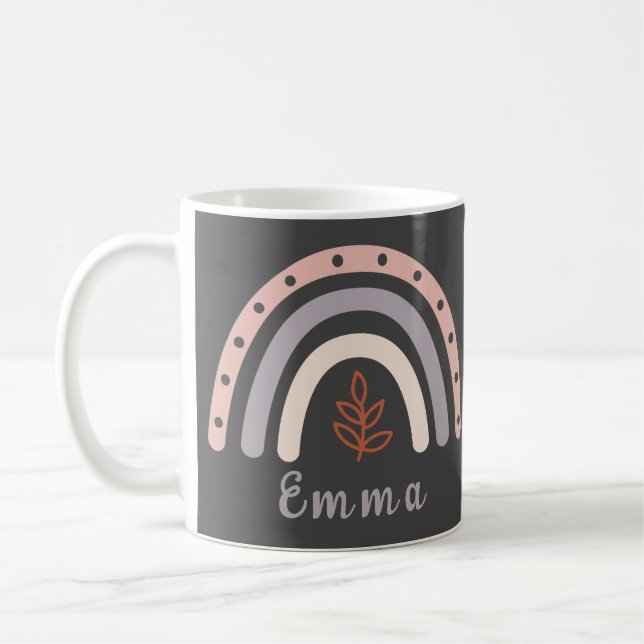 Cool Boho Rainbow mit Personalisiertem Namen Kaffeetasse (Links)