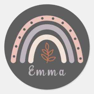 Cool Boho Rainbow mit Personalisiertem Namen Runder Aufkleber