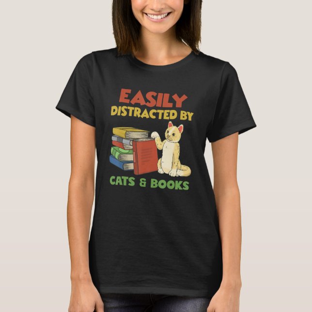 Cool Book Reader For Men Women Book   Bookworm Cat T-Shirt (Vorderseite)
