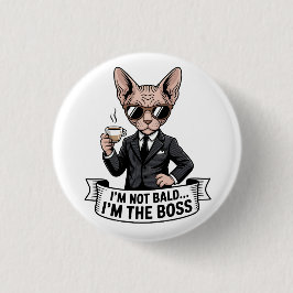 Cool Boss Sphynx Cat Coffee Art Button