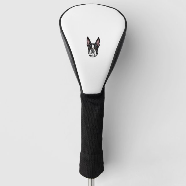 Cool Boston Terrier Face Golf Headcover (Vorderseite)