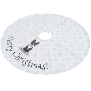 Cool Boston Terrier mit Sonnenbrille (schwarz) Fleece Weihnachtsbaumdecke