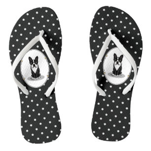 Cool Boston Terrier mit Sonnenbrille (schwarz) Flip Flops