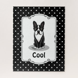 Cool Boston Terrier mit Sonnenbrille (schwarz) Puzzle