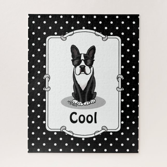 Cool Boston Terrier mit Sonnenbrille (schwarz) Puzzle (Vertikal)