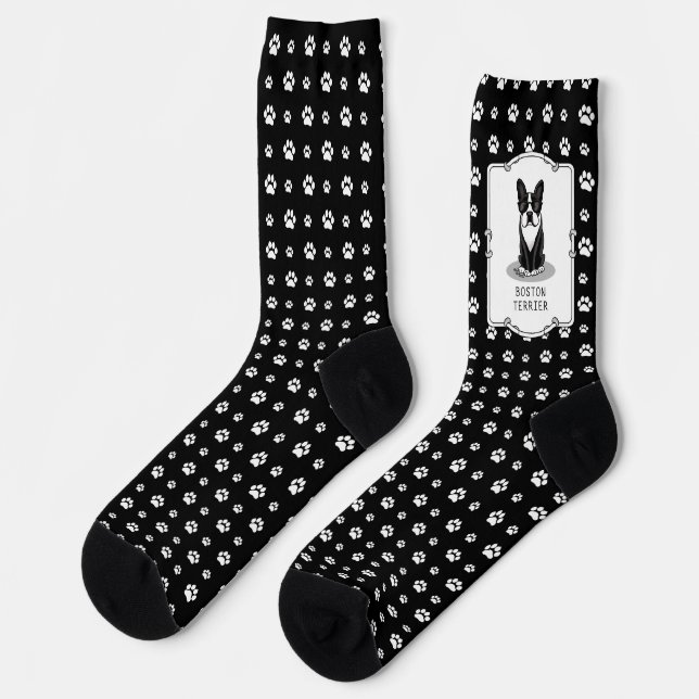 Cool Boston Terrier mit Sonnenbrille (schwarz) Socken (Linkes Detail)