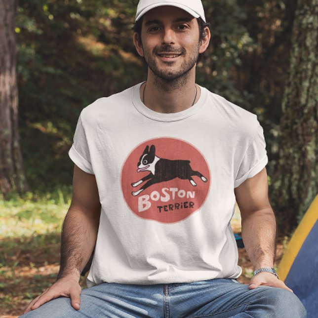 Cool Boston Terrier Vintager Stil Niedlicher Haust T-Shirt (Von Creator hochgeladen)