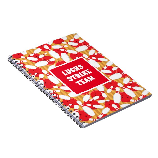 Cool Bowling Balls and Buttone Strikes League Team Notizblock (Rechte Seite)