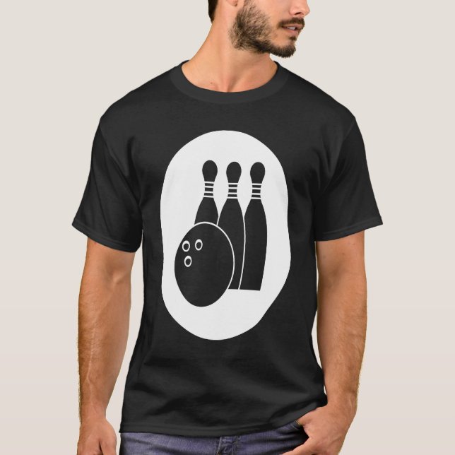 Cool Bowling Set Bowling Ball Buttone Bowler Men W T-Shirt (Vorderseite)