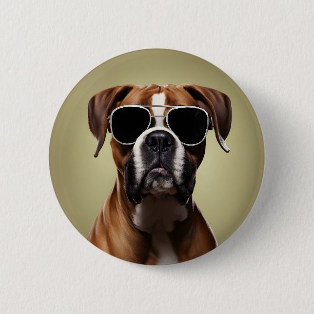 Cool Boxer Dog Button (Vorderseite)