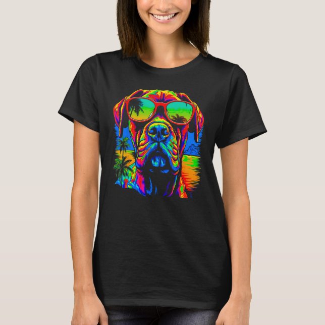 Cool Boxer Dog Pop Art T-Shirt (Vorderseite)
