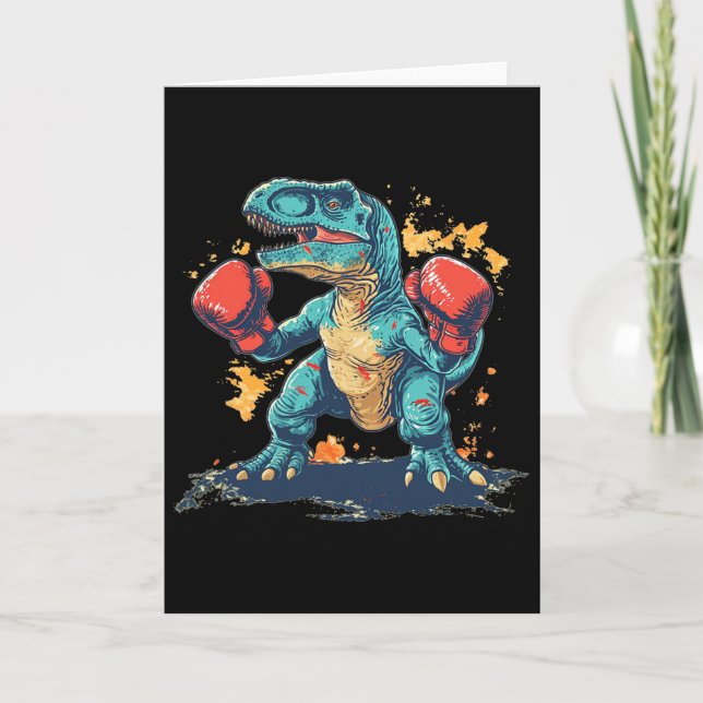 Cool Boxing Gloves With Dinosaur  Karte (Vorderseite)