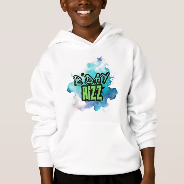 Cool Boys' B'Day Rizz grün und monochromatisch bla Hoodie (Vorderseite)