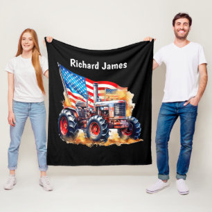 Cool Boys Patriotic Traktor Fleecedecke