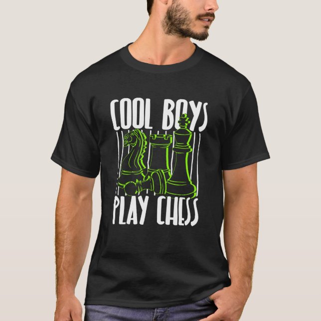 Cool Boys Play Chess Checkmate Chess Pieces Board T-Shirt (Vorderseite)