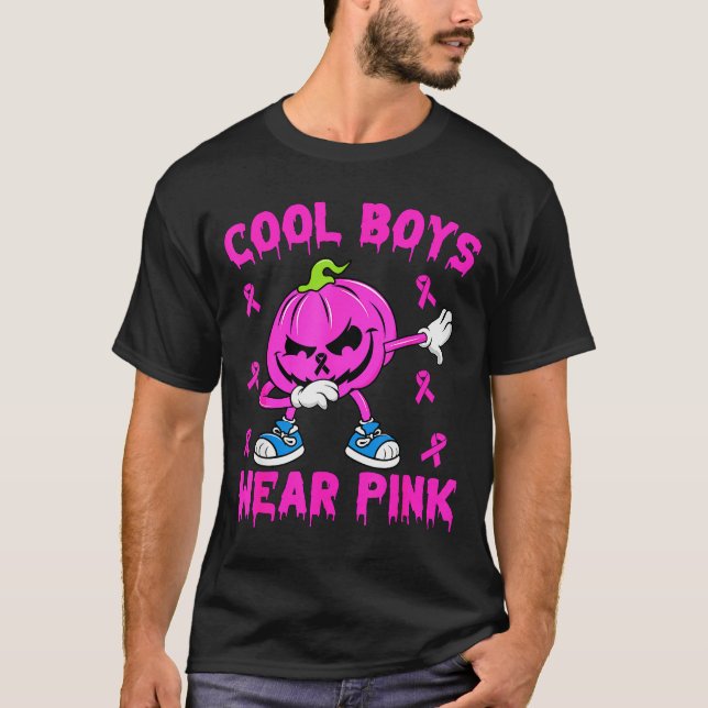 Cool Boys Wear Nk Breast Cancer Pumpkin Halloween  T-Shirt (Vorderseite)