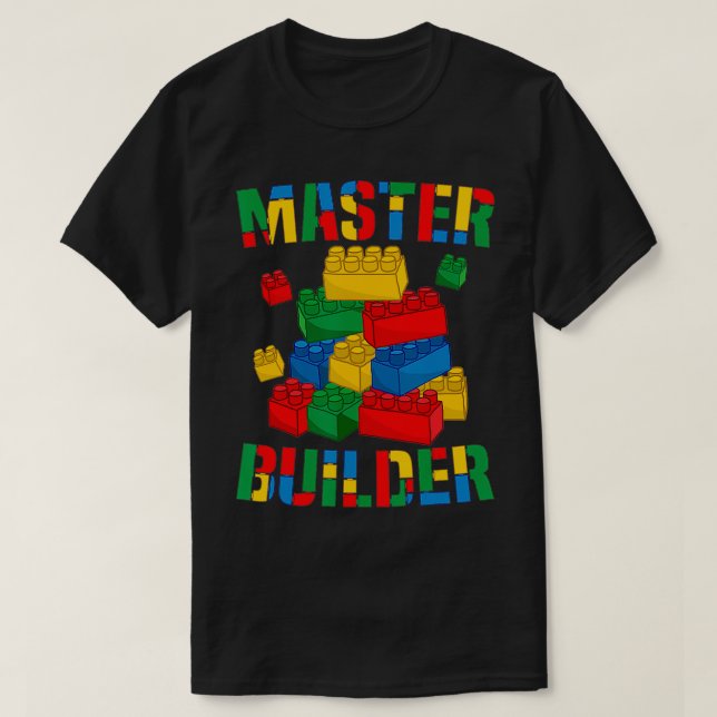Cool Brick Master Builder Funny Building Blocks Ki T-Shirt (Design vorne)
