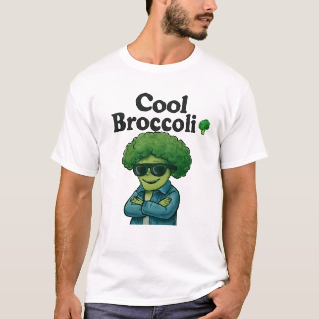 Cool Broccoli 🥦 😎 Funny Cartoon Veggie T-Shirt (Vorderseite)