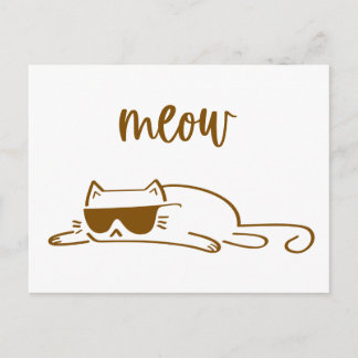 Cool brown meow cat with sunglasses postkarte
