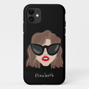 Cool Brünett mit Glasses Black Individuelle Name Case-Mate iPhone Hülle