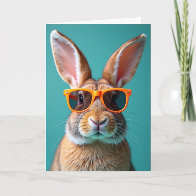 Cool Bunny Brillen Karte (Vorderseite)
