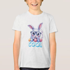 Cool Bunny Easter Personalized Name Kids Tri-Blend Shirt