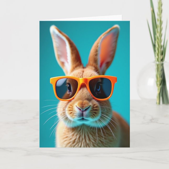 Cool Bunny Portrait Karte (Vorderseite)