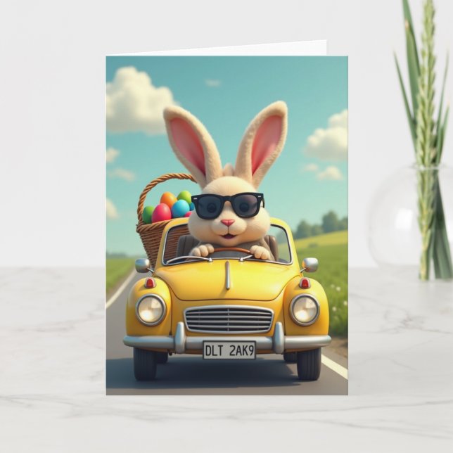Cool Bunny Spring Ride Card Karte (Vorderseite)