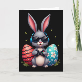 Cool Bunny With Sungl And Video Games Decor Easter Karte