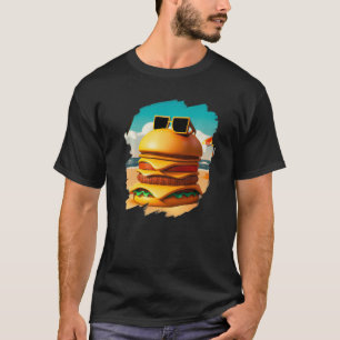 Cool Burger Chilling on Beach Fast Food Feinschmec T-Shirt