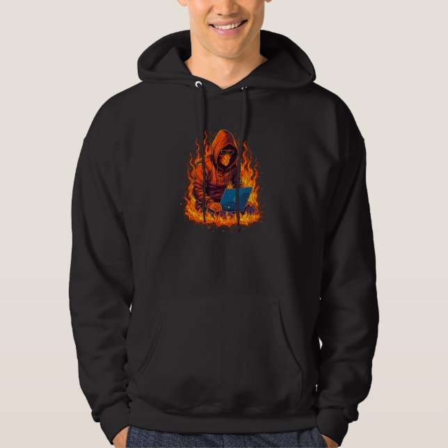 Cool burning IT Hacker with Flames and Fire for La Hoodie (Vorderseite)